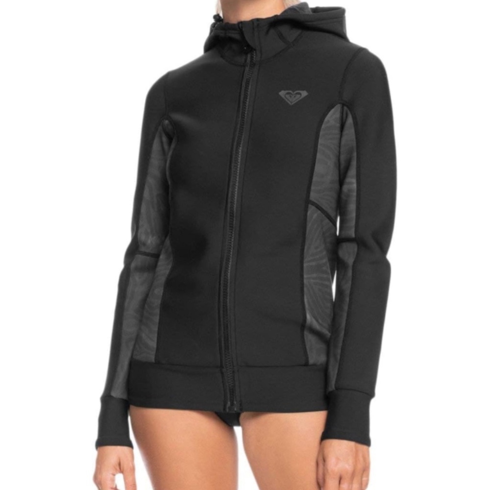 NWT Roxy Womens 1.0 Syncro Paddle Front Zip Hooded Jacket FLT Wetsuit Top